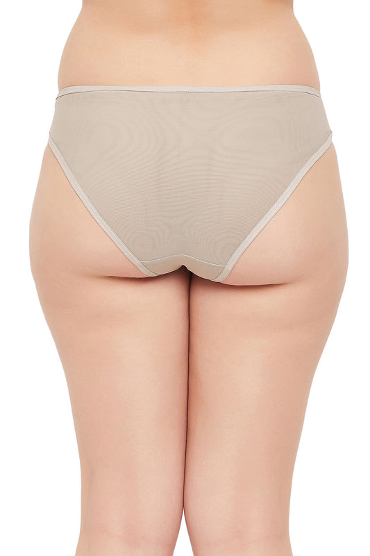 Low Waist Striped Bikini Panty in Light Grey