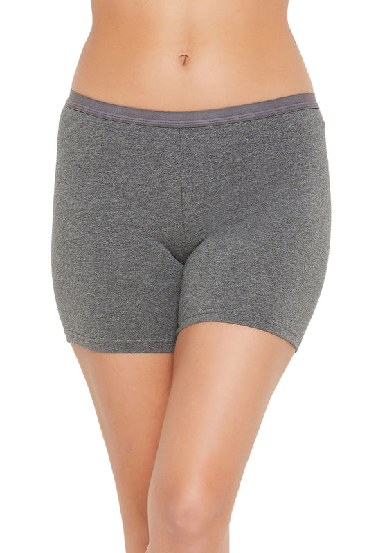 Dark Grey Cotton Mid-Waist Boyleg Panty