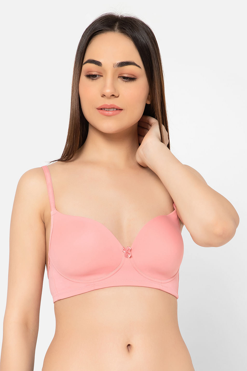 Padded Non-Wired Full Cup Multiway T-shirt Bra in Baby Pink