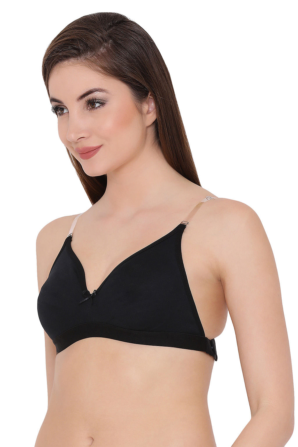 Black Cotton-Rich Non-Padded Non-Wired Multiway Strapless T-Shirt Bra