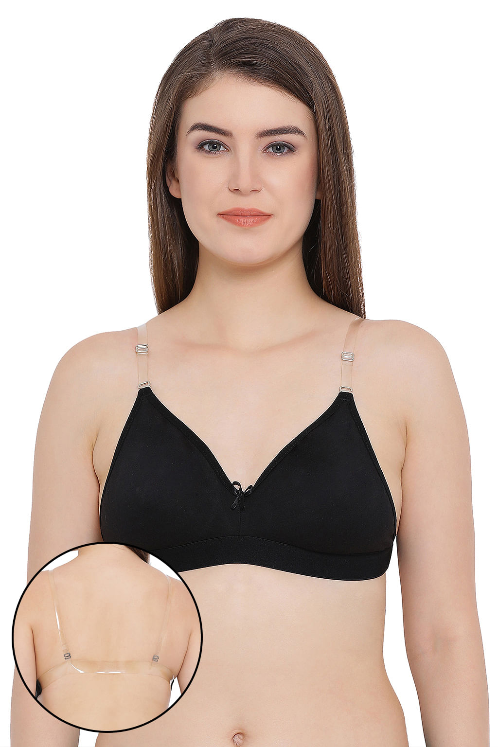 Black Cotton-Rich Non-Padded Non-Wired Multiway Strapless T-Shirt Bra