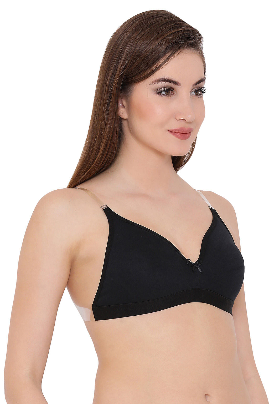 Black Cotton-Rich Non-Padded Non-Wired Multiway Strapless T-Shirt Bra