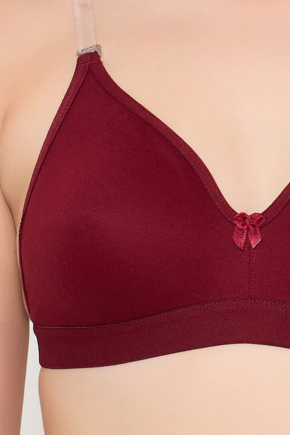 Maroon Cotton-Rich Non-Padded Non-Wired Multiway Strapless T-Shirt Bra