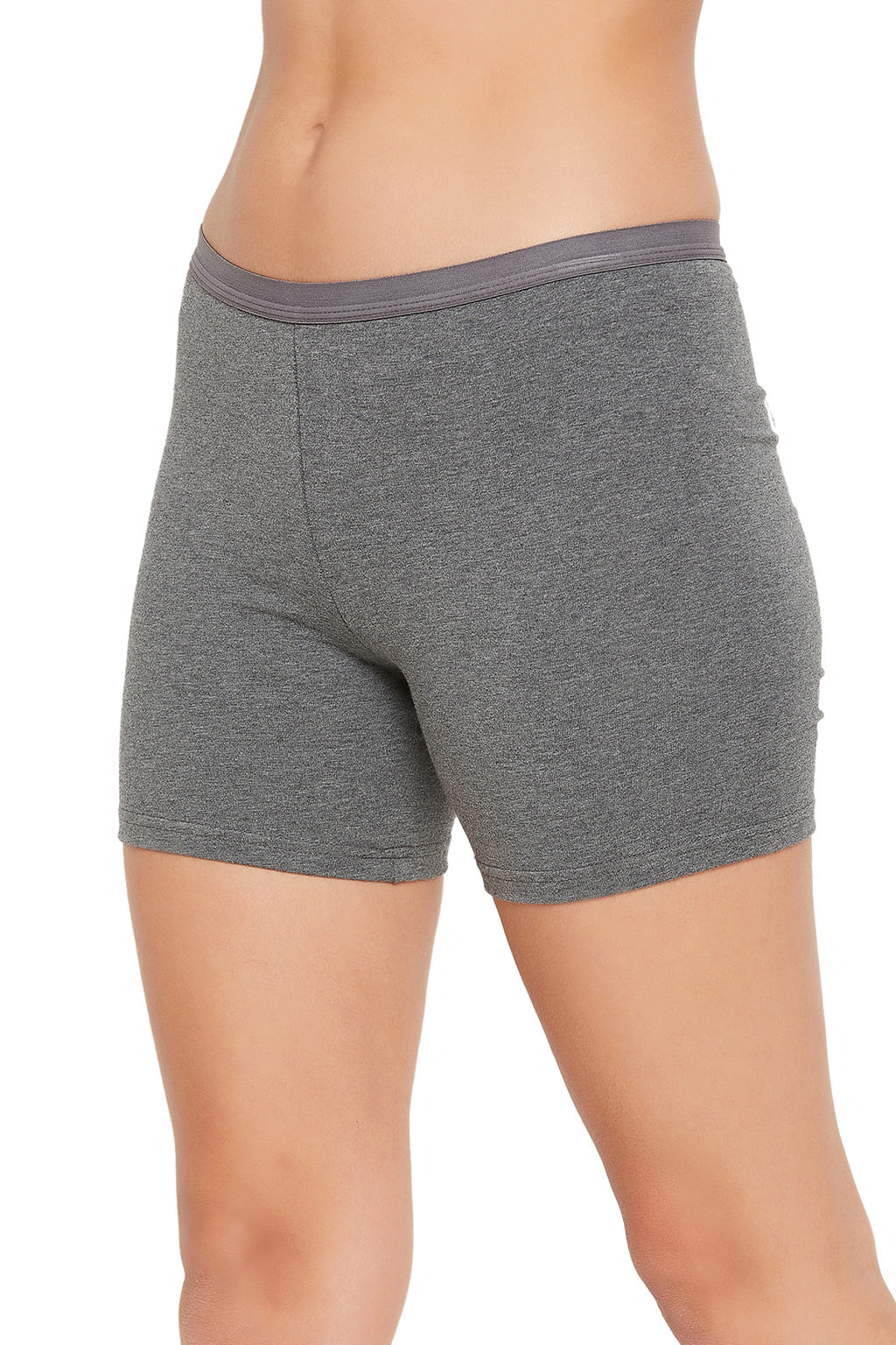 Dark Grey Cotton Mid-Waist Boyleg Panty