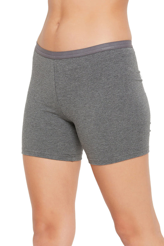 Dark Grey Cotton Mid-Waist Boyleg Panty