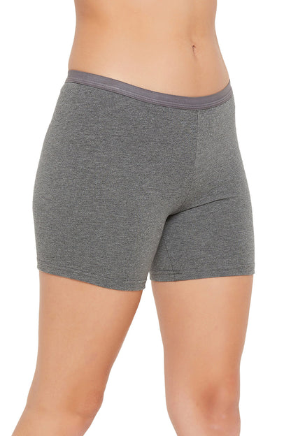 Dark Grey Cotton Mid-Waist Boyleg Panty