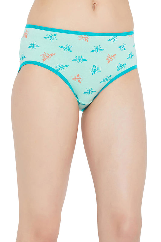 Mid Waist Dragonfly Print Hipster Panty in Sky Blue - Cotton