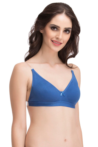 Royal Blue Cotton-Rich Non-Padded Non-Wired Strapless Multiway T-Shirt Bra