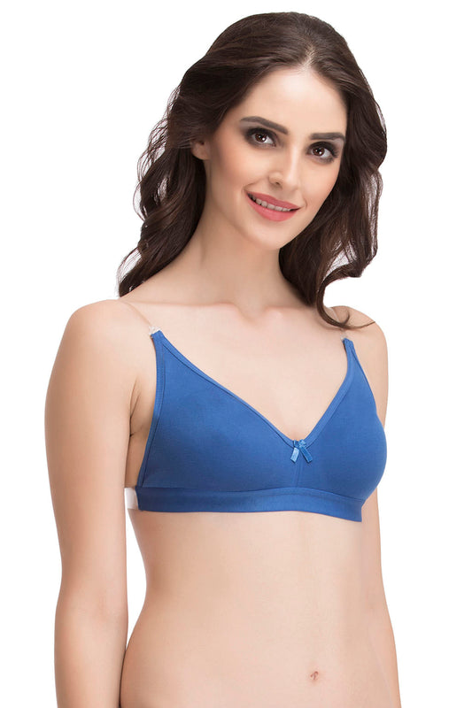 Royal Blue Cotton-Rich Non-Padded Non-Wired Strapless Multiway T-Shirt Bra