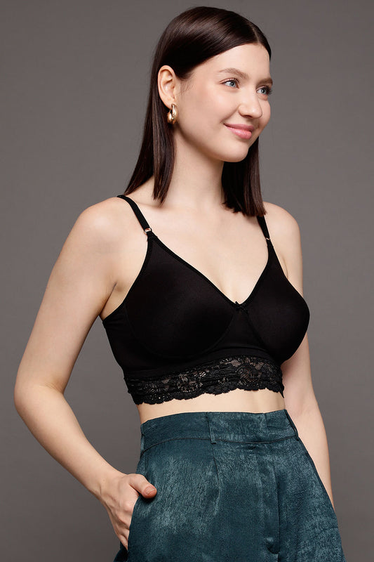 Flair Non-Padded Non-Wired Full Coverage Spacer Cup Longline Bralette  - Cotton Rich