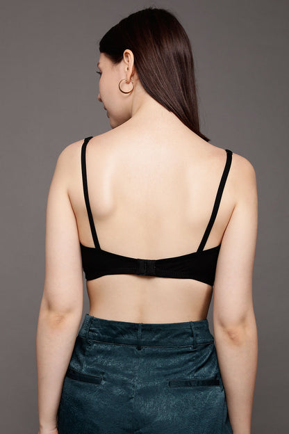 Flair Non-Padded Non-Wired Full Coverage Spacer Cup Longline Bralette  - Cotton Rich