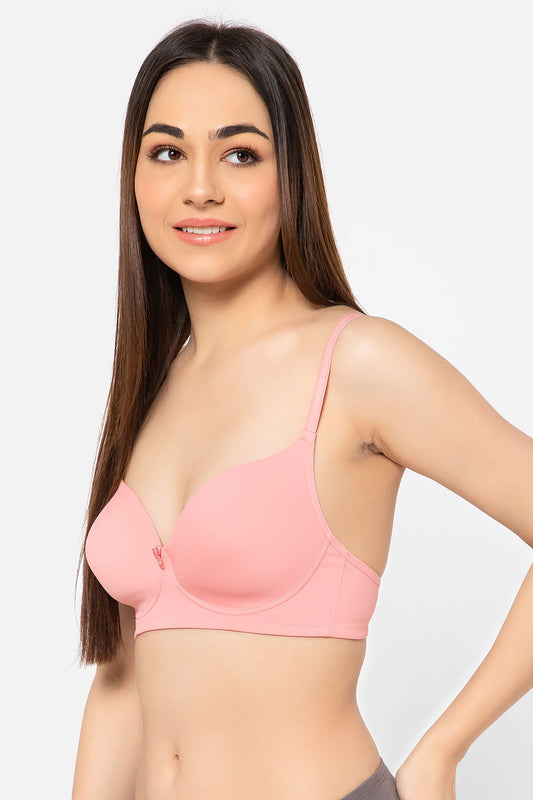 Padded Non-Wired Full Cup Multiway T-shirt Bra in Baby Pink