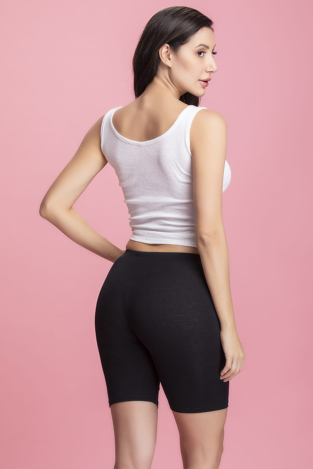 🖤 Black Cotton Mid-Waist Snug Fit Cycling Shorts