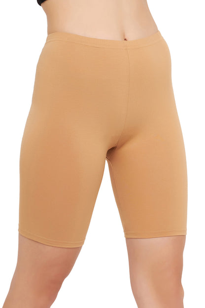 🤍 Nude Cotton Mid-Waist Cycling Shorts